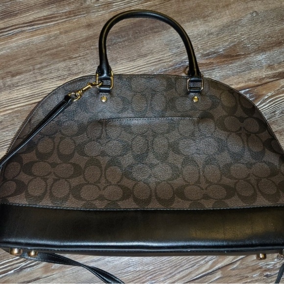 Coach Brown and Black Signature Handbag - Picture 3 of 5